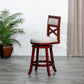 Salina - Set of 2 - 24" Counter Height X-Back Swivel Stools - Cherry Finish & Beige Upholstered Seat