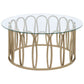 Round Glass Top Table With Polished Metal Base