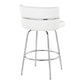 Landon - Set of 2 - 26" White Swivel Counter Stools, Chrome Metal & Faux Leather