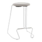 Orlissa - Set of 2 - 26" White Steel and Light Grey Fabric Counter Stools with Upholstered Seat and Sturdy Metal Base