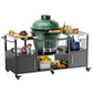 Outdoor Grill Table For Big Egg Style Bbq With Metal Grill Cart And Storage Box And Metal And Stainless Steel - Black / Silver