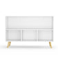 Bookcase With Collapsible Drawers, Book Display Storage Cabinet Organizer - White / Blue