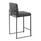 Lehis - Set of 2 - 24" Black Steel & Charcoal Fabric High Back Counter Stools, Contemporary Design