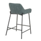 Nerona Luxe - Set of 2 - 21" Green Faux Leather Counter Stools with Black Metal Frame