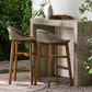 Beeson - Outdoor Wicker And Acacia Wood Barstools Set, Water Resistant - Brown