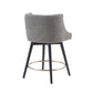 Mate o - Set of 2 - 24"Grey Upholstered Swivel Counter Stools with Nailhead Trim and Solid Wood Legs