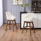 Hearth - Set of 2 - 29" Beige Linen Swivel Bar Stools with High Back and Solid Wood Legs