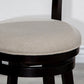 Granby - Set of 2 - 24" Espresso Swivel Counter Stools with Beige Fabric Seat and Slat Back