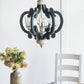 Wood Chandelier 6 Light Farmhouse Pendant Lighting Wood Hanging Light Fixture For Kitchen Living Dining Room, Bulb Not Included - Cream