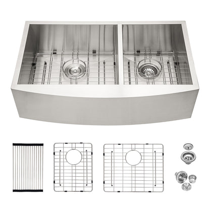 Farmhouse Sink With Double Bowl, 60 / 40