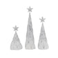 Resin / Foil Christmas Tree With Star Top (Set of 3) - White / Silver