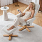 Upholstered Heated Massage 360° Swivel Accent Chair With Ottoman