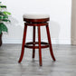 Morvain - Set of 2 - 24" Cherry Finish Counter Height Stools with Beige Fabric Swivel Seat