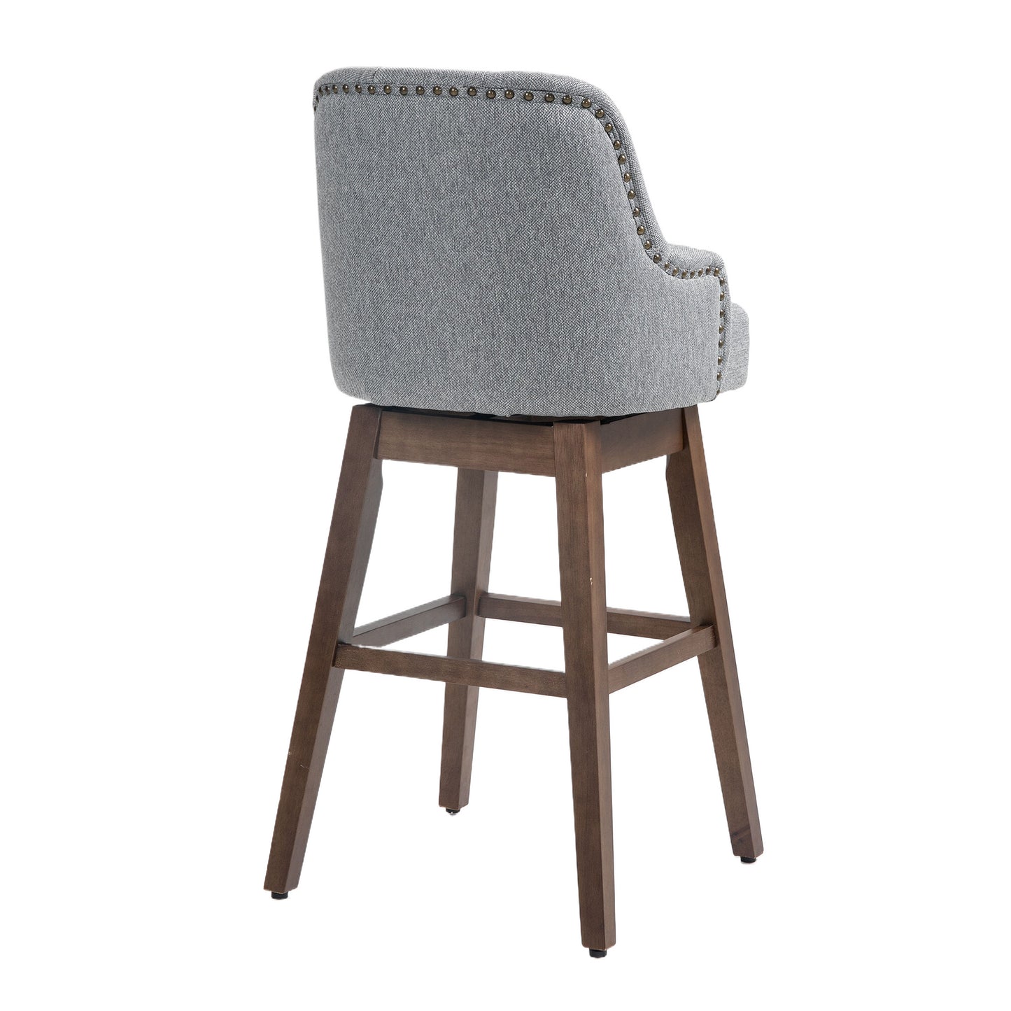 Alviana - Set of 2 - 30" Gray Linen Counter Height Swivel Bar Stools with Solid Wood Legs, 360° Rotating Chairs for Kitchen, Dining Room & Home Bars