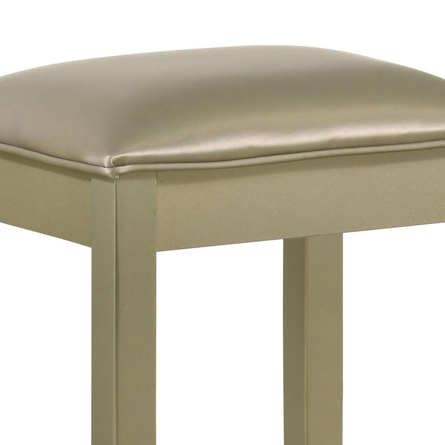 Emmeline - Set of 2 - 24" Glam Vanity Stool in Champagne Finish with Upholstered Padded Seat