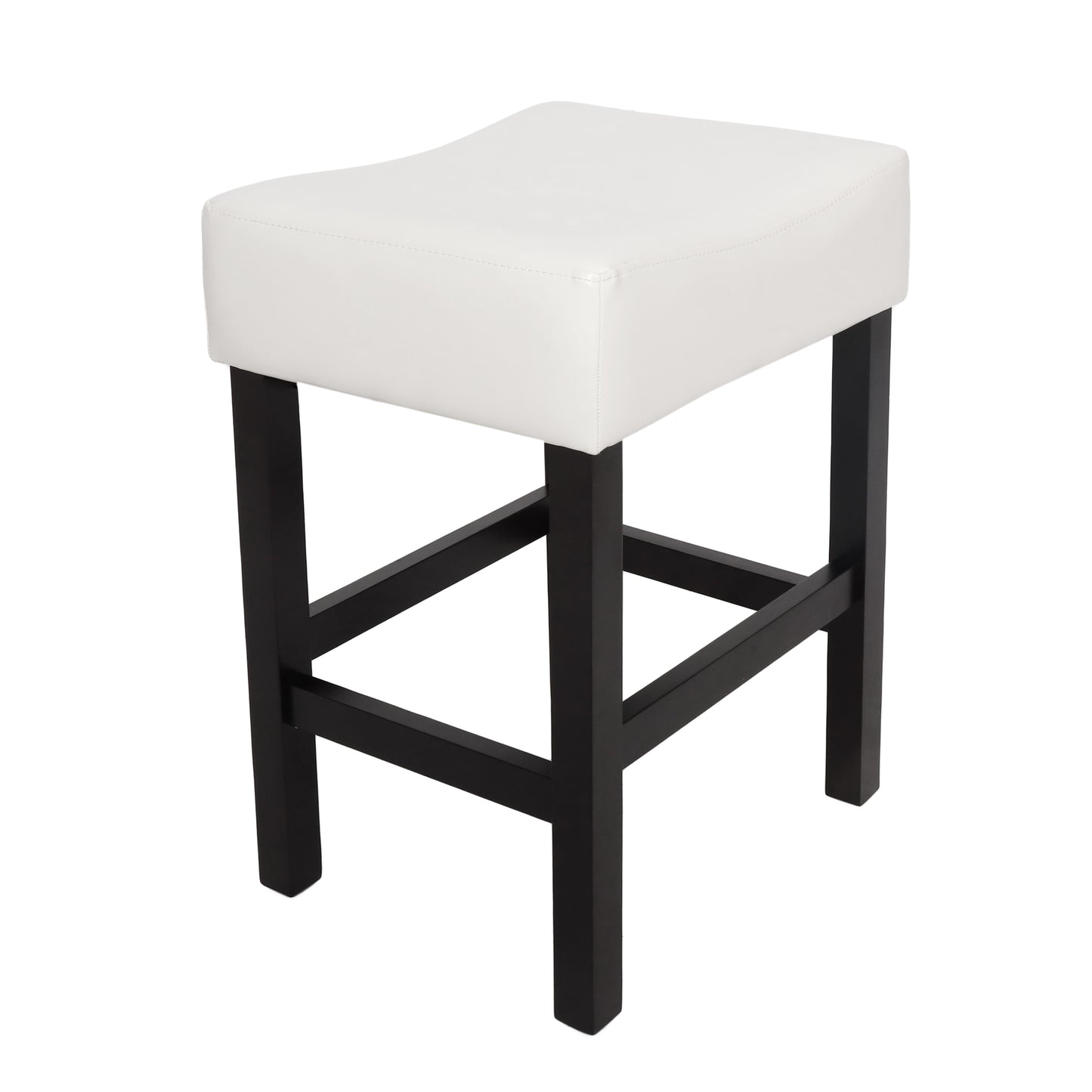 Zerena - Set of 2 - 27" Ivory Leather Counter Stools, Transitional Design for Kitchen & Living Room