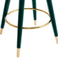 Lurian - Set of 2 - 28" Emerald Velvet Swivel Counter Height Bar Stools, Solid Wood Legs, Ergonomic Backrest, Retro Design