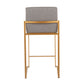 Lorenz - Set of 3 - 26" Grey High-Back Counter Stools with Gold Steel Frame