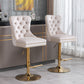 Thick Swivel Barstools Adjusatble Seat Height From 25-33", Modern Upholstered Bar Stools With Backs Comfortable Tufted For Home Pub And Kitchen Island (Set of 2)