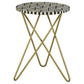 Top Accent Table With Mosaic Design, Circular Tabletop - Gold