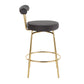 Rainier - Set of 2 - 20" Gold Metal Counter Stools with Black Velvet Upholstery Fixed Height