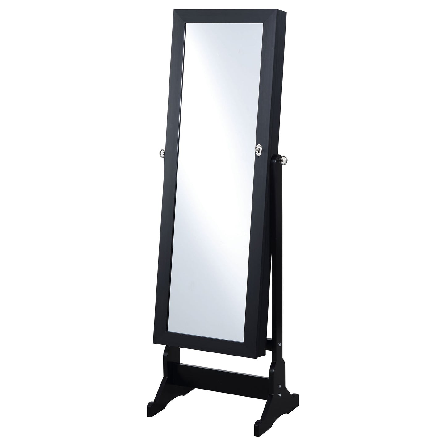 Casey - Jewelry Cheval Mirror With Storage - Black