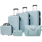 6 Piece Lightweight Hardshell Luggage Set With Double Spinner Wheels, Password Lock