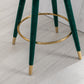 Lurian - Set of 2 - 28" Emerald Velvet Swivel Counter Height Bar Stools, Solid Wood Legs, Ergonomic Backrest, Retro Design