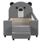 Upholstered Daybed With Bear Shaped Headboard, Hydraulic System And Breathable Fence