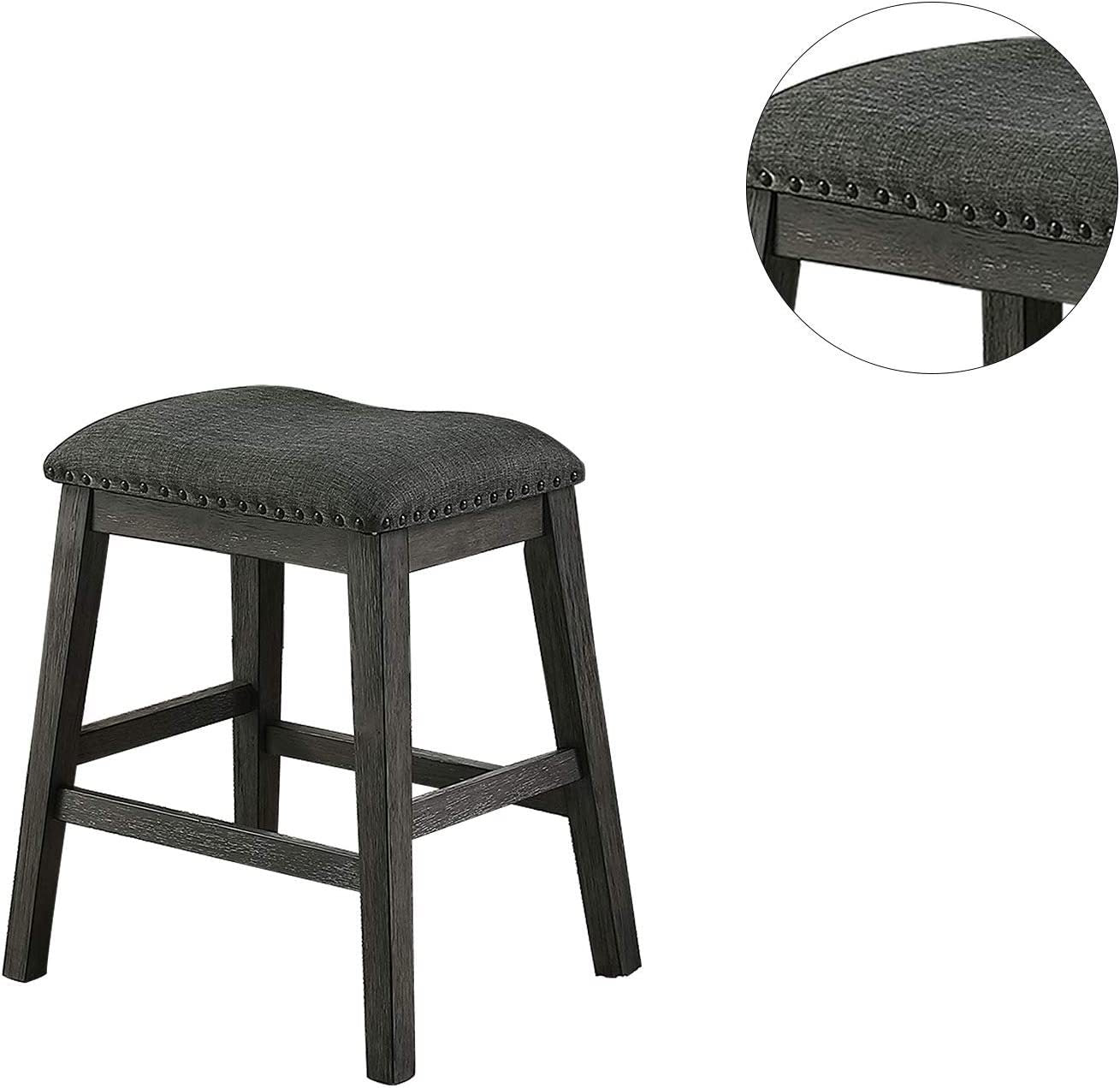 Briarcrest - Set of 2 - 26" Gray Wood Counter Height Bar Stools with High Back and Foam Cushion