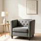 Button Tufted Accent Chair, Square Arms