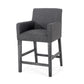 Levison - Set of 1 - 26" Upholstered Counter Stool in Charcoal Gray Fabric with Rubberwood Frame