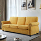Soft Sofa, Upholstered 3 Seater Couch With High Density Foam, Loose Back Cushions And Turned Legs