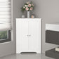 Corner Cabinet With 2 Doors And Adjustable Shelves, Freestanding Narrow Storage Organizer For Bathroom - White