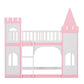 Twin Over Twin Castle Bunk Bed With Ladder - Pink