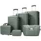 6 Piece Lightweight Hardshell Luggage Set With Double Spinner Wheels, Password Lock