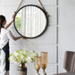 Handsome Cleveland Mirror With Rope Strap Contemporary Design Circle Mirror With Round Metal Frame For Wall Decor