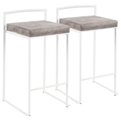 Marquis - Set of 2 - 29" Stone Gray Fabric Cushion Counter Stools