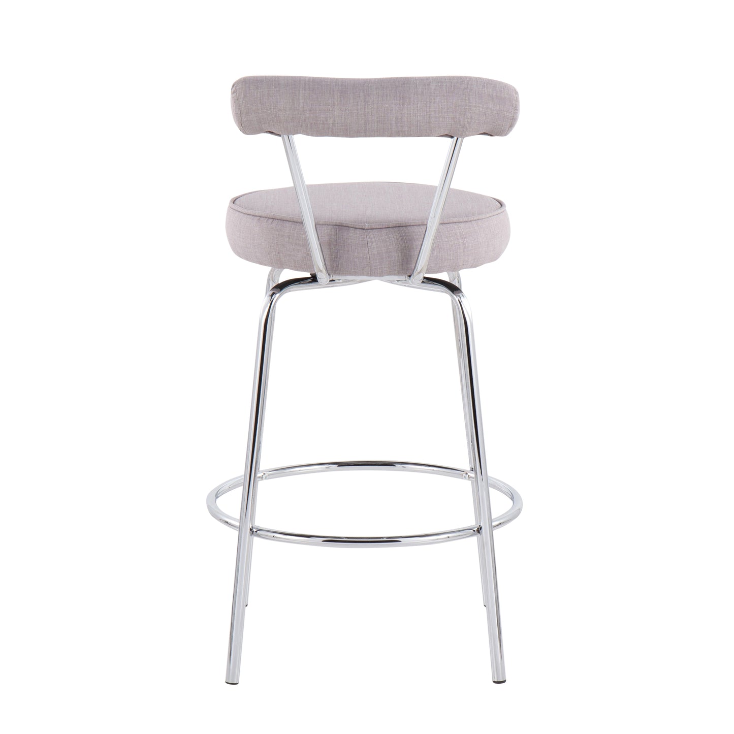 Rosetta - Set of 2 - 24" Chrome and Light Grey Fabric Swivel Counter Stools