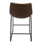 AuraCraft - Set of 2 - 26" Industrial Counter Stools in Espresso Faux Leather with Orange Stitching and Black Metal Frame