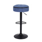 Veynard - Set of 2 - 24" Blue Linen Adjustable Bar Stools with 360° Swivel, Metal Frame for Kitchen and Dining