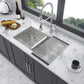 16 Gauge Undermount Double Bowl Kitchen Sink With 9" Deep Bowls - Brushed Nickel