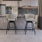 Norwich - Set of 2 - 26" Beige Suede Counter Stools with Black Metal Legs and Woven Backrest