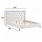 Modern Bed With LED Lights, Charging Port, Tufted Headboard