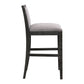 Selina Set of 2 - 30" Retro Bar Stools with Grey Upholstered Seat, Black Rubberwood Frame, and Sponge Cushion - Perfect for Kitchen, Dining Room, or Bedroom