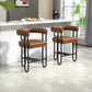 Liristh - Set of 2 - 24" Light Brown PU Upholstered Bar Stools, Modern Curved Backrest, Black Metal Legs