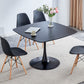 Table Mid-Century Dining Table For 4-6 People With Round Table Top, Pedestal Dining Table, End Table Leisure Coffee Table