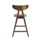 Harvalla - Set of 2 -25" Dark Grey Fabric Counter Stools with Mid-Century Wood Legs