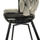 Malor - Set of 2 - 39" Grey Woven Linen Bar Stools with 360° Swivel Seat, Padded Backrest, Footrest, and Black Metal Legs