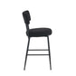 Sable - Set of 2 - 25" Black Upholstered Teddy Fabric Bar Stools with Ergonomic High Back and Modern Metal Base